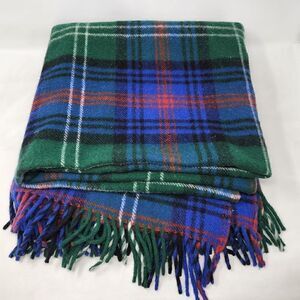 VINTAGE WAVERLEY WOOLEN MILLS PURE WOOL THROW BLANKET TARTAN PLAID 61" X 64"